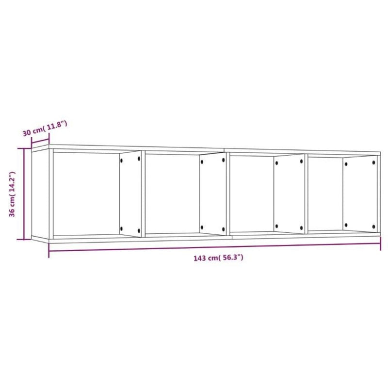 vidaXL szürke sonoma színű szerelt fa könyv-/TV-szekrény 143x30x36 cm