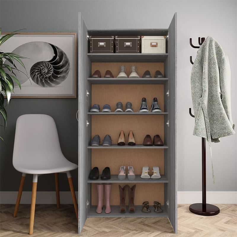 vidaXL szürke sonoma színű szerelt fa cipősszekrény 80x35,5x180 cm