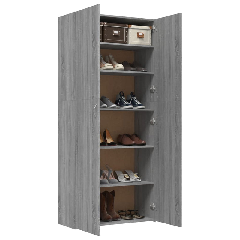 vidaXL szürke sonoma színű szerelt fa cipősszekrény 80x35,5x180 cm
