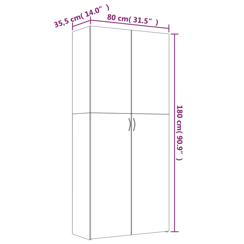 vidaXL szürke sonoma színű szerelt fa cipősszekrény 80x35,5x180 cm