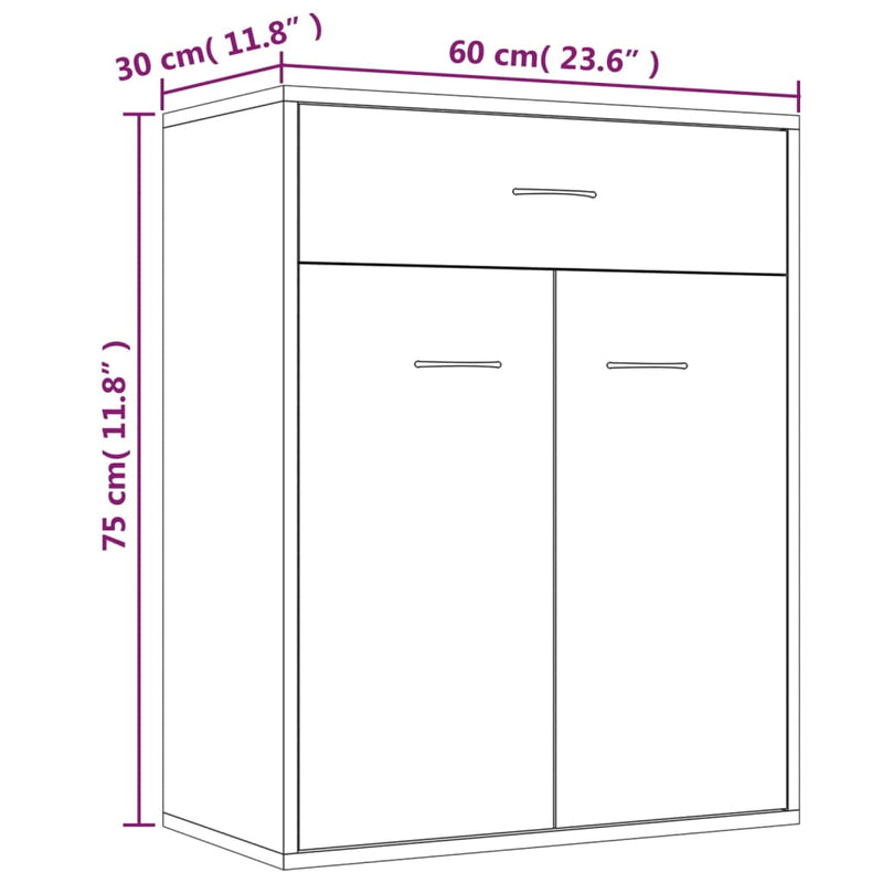 vidaXL barna tölgy színű szerelt fa tálalószekrény 60 x 30x 75 cm