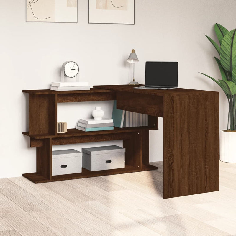 vidaXL barna tölgyszínű szerelt fa sarokasztal 200 x 50 x 76 cm