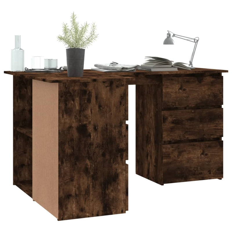 vidaXL füstös tölgy színű szerelt fa sarokíróasztal 145 x 100 x 76 cm