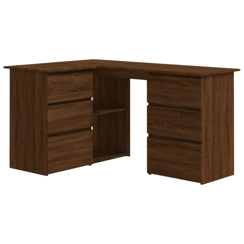 vidaXL barna tölgy színű szerelt fa sarokíróasztal 145 x 100 x 76 cm