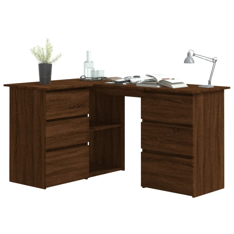 vidaXL barna tölgy színű szerelt fa sarokíróasztal 145 x 100 x 76 cm