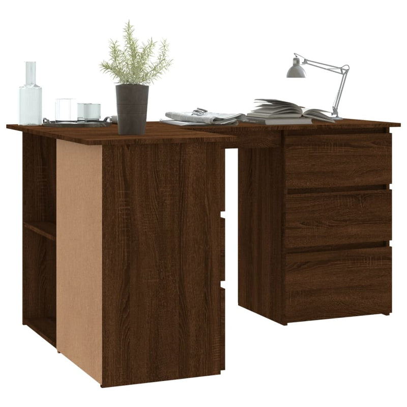 vidaXL barna tölgy színű szerelt fa sarokíróasztal 145 x 100 x 76 cm