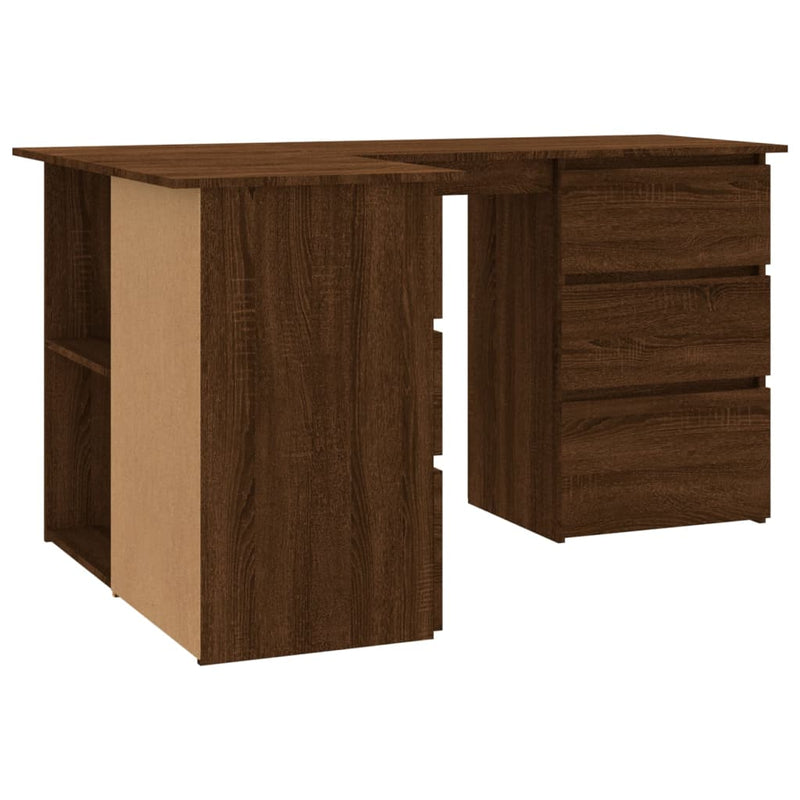 vidaXL barna tölgy színű szerelt fa sarokíróasztal 145 x 100 x 76 cm