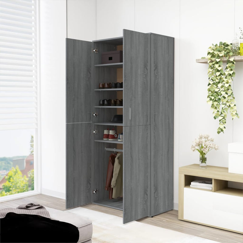 vidaXL szürke sonoma színű szerelt fa cipősszekrény 80 x 39 x 178 cm