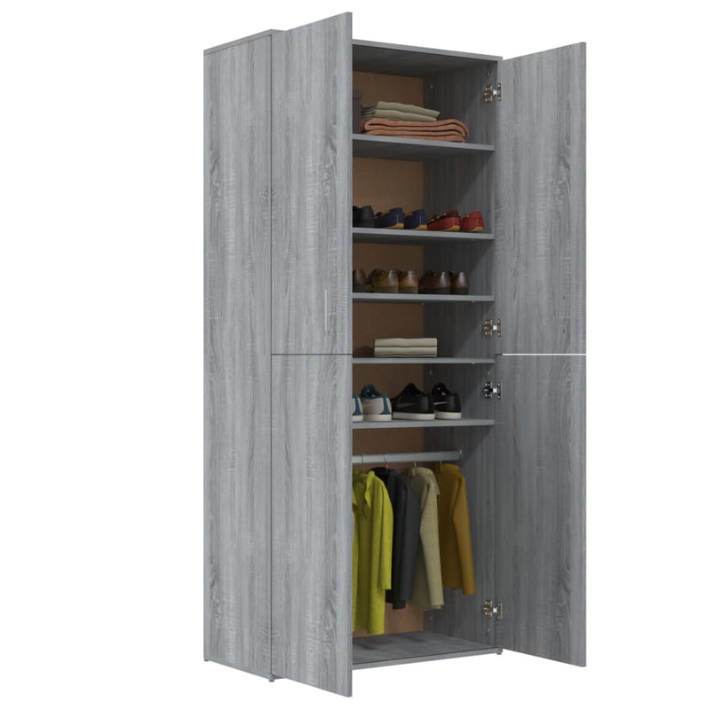 vidaXL szürke sonoma színű szerelt fa cipősszekrény 80 x 39 x 178 cm