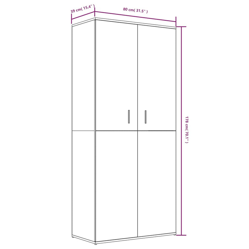 vidaXL szürke sonoma színű szerelt fa cipősszekrény 80 x 39 x 178 cm