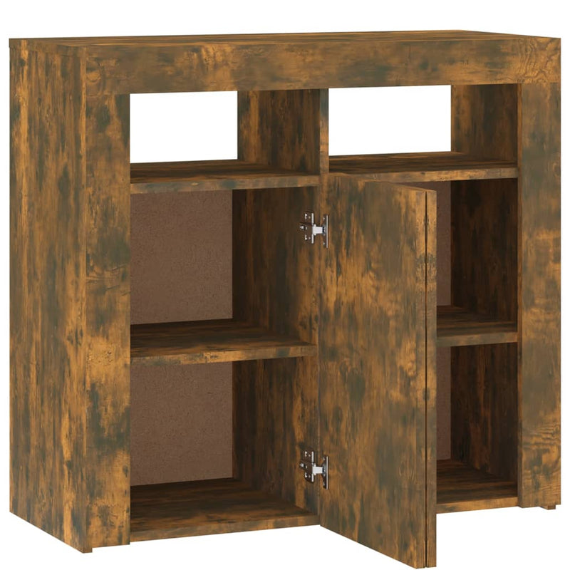 vidaXL füstös tölgy színű tálalószekrény LED-ekkel 80 x 35 x 75 cm