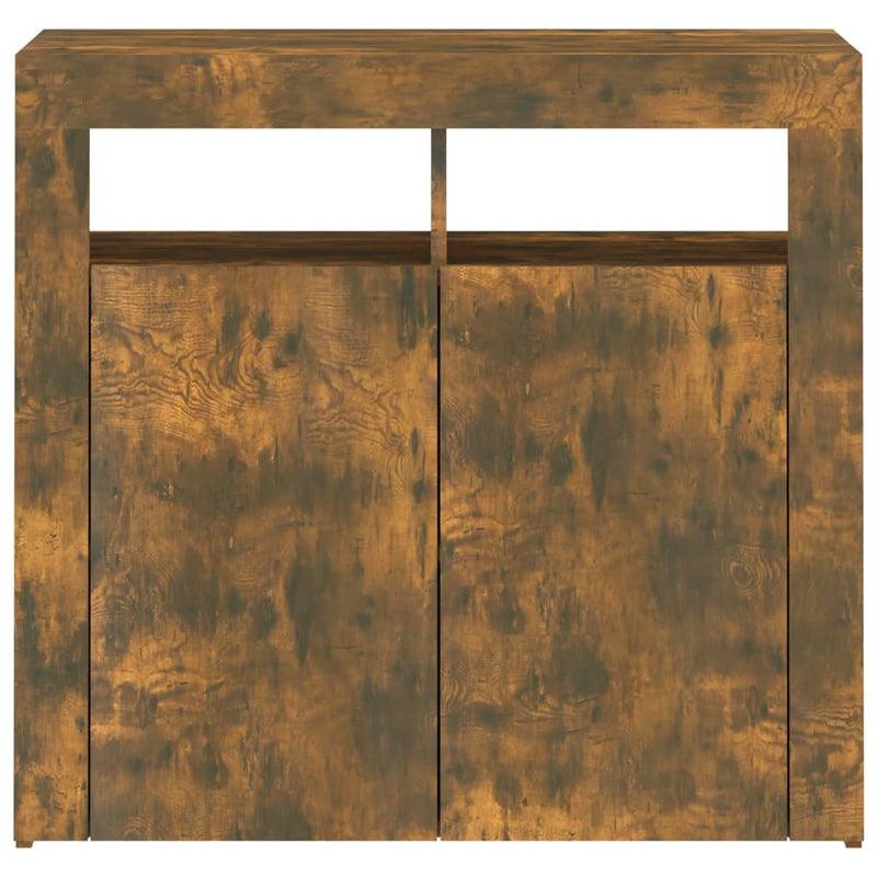 vidaXL füstös tölgy színű tálalószekrény LED-ekkel 80 x 35 x 75 cm