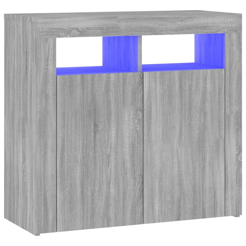 vidaXL szürke sonoma tálalószekrény LED-világítással 80 x 35 x 75 cm