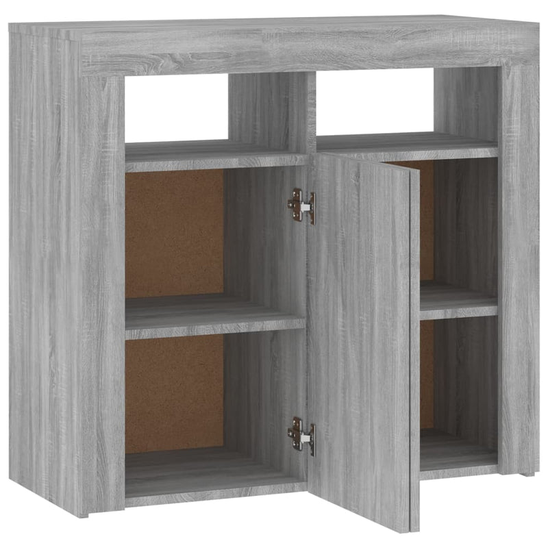 vidaXL szürke sonoma tálalószekrény LED-világítással 80 x 35 x 75 cm