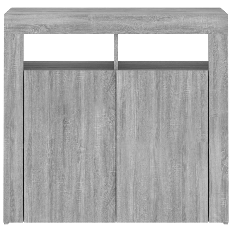 vidaXL szürke sonoma tálalószekrény LED-világítással 80 x 35 x 75 cm