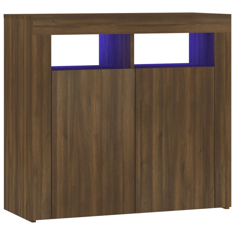vidaXL barna tölgyszínű tálalószekrény LED-ekkel 80 x 35 x 75 cm