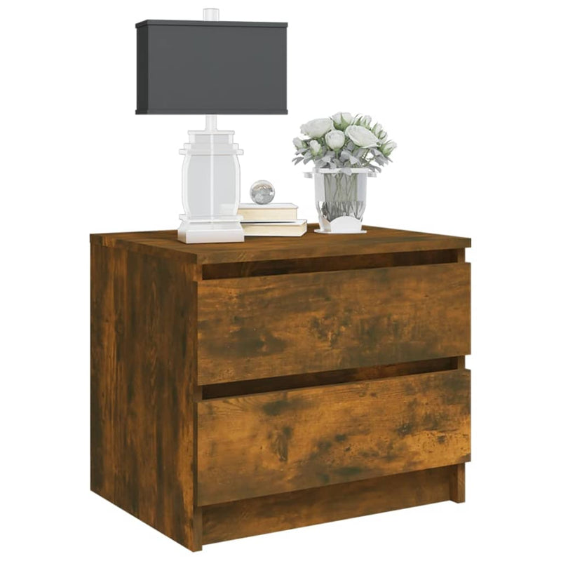 vidaXL 2 db füstös tölgyszínű szerelt fa éjjeliszekrény 50x39x43,5 cm