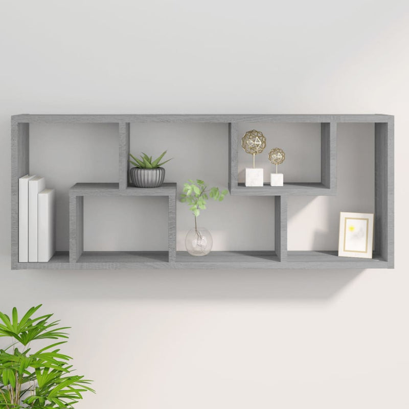 vidaXL szürke sonoma színű szerelt fa fali polc 36 x 16 x 90 cm