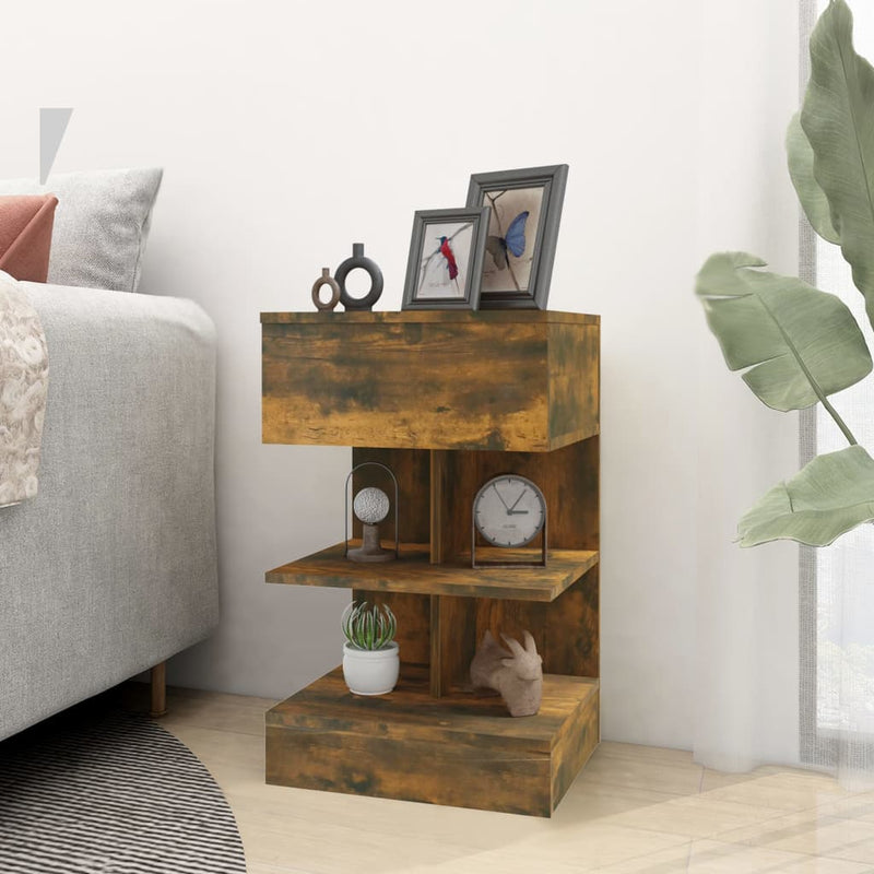 vidaXL 2 db füstös tölgy színű szerelt fa éjjeliszekrény 40x35x65 cm