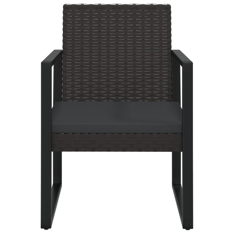 vidaXL 3 részes fekete polyrattan kerti ülőgarnitúra párnákkal