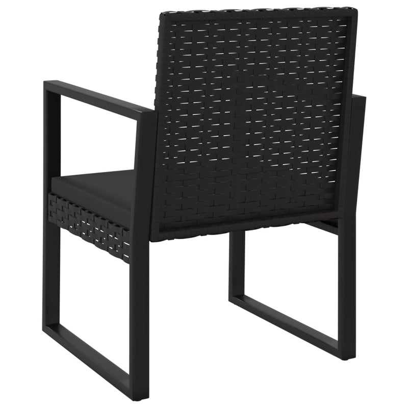 vidaXL 3 részes fekete polyrattan kerti ülőgarnitúra párnákkal