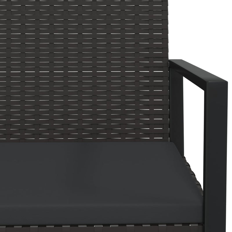 vidaXL 3 részes fekete polyrattan kerti ülőgarnitúra párnákkal