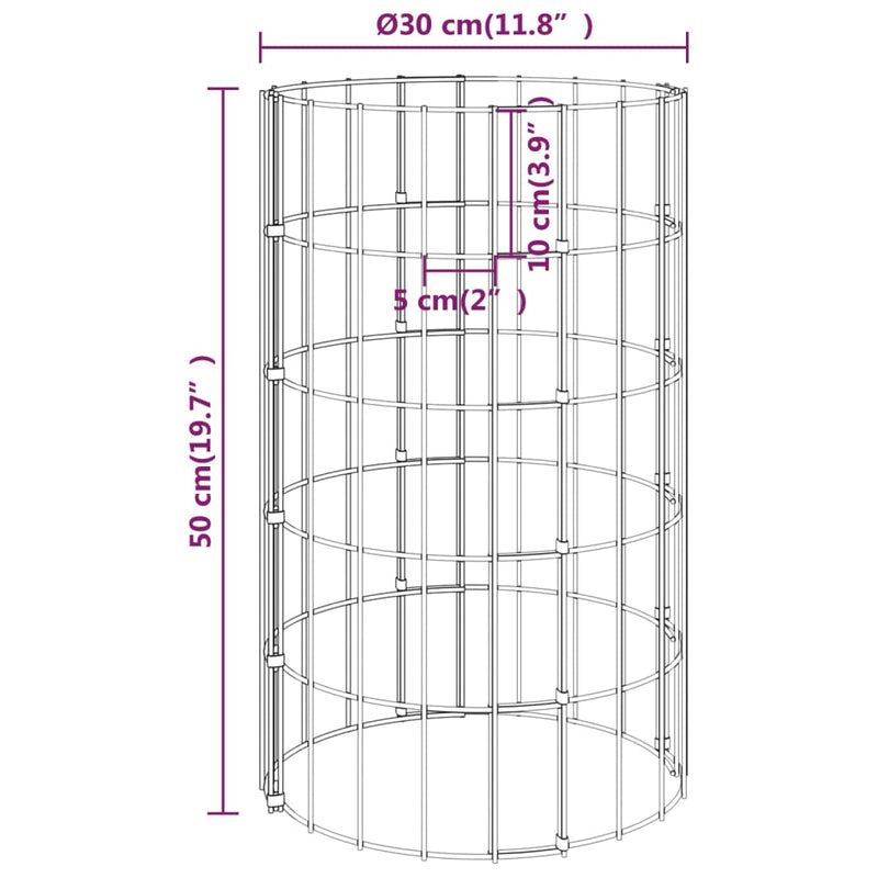 vidaXL 4 db kör alakú gabion magaságyás Ø30 x 50 / 100 / 150 / 200 cm