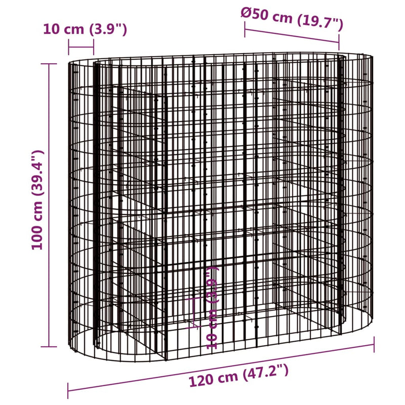 vidaXL horganyzott vas gabion magaságyás 120x50x100 cm