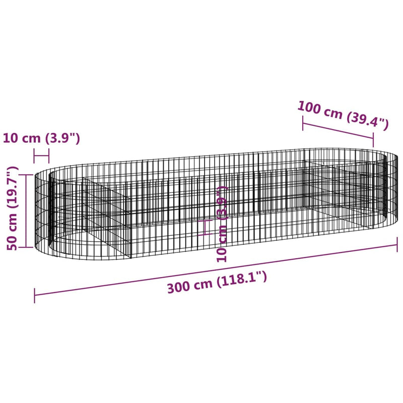 vidaXL horganyzott vas gabion magaságyás 300x100x50 cm