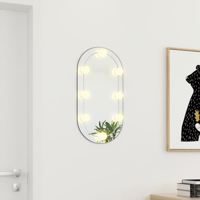 vidaXL ovális üvegtükör LED-lámpákkal 60 x 30 cm