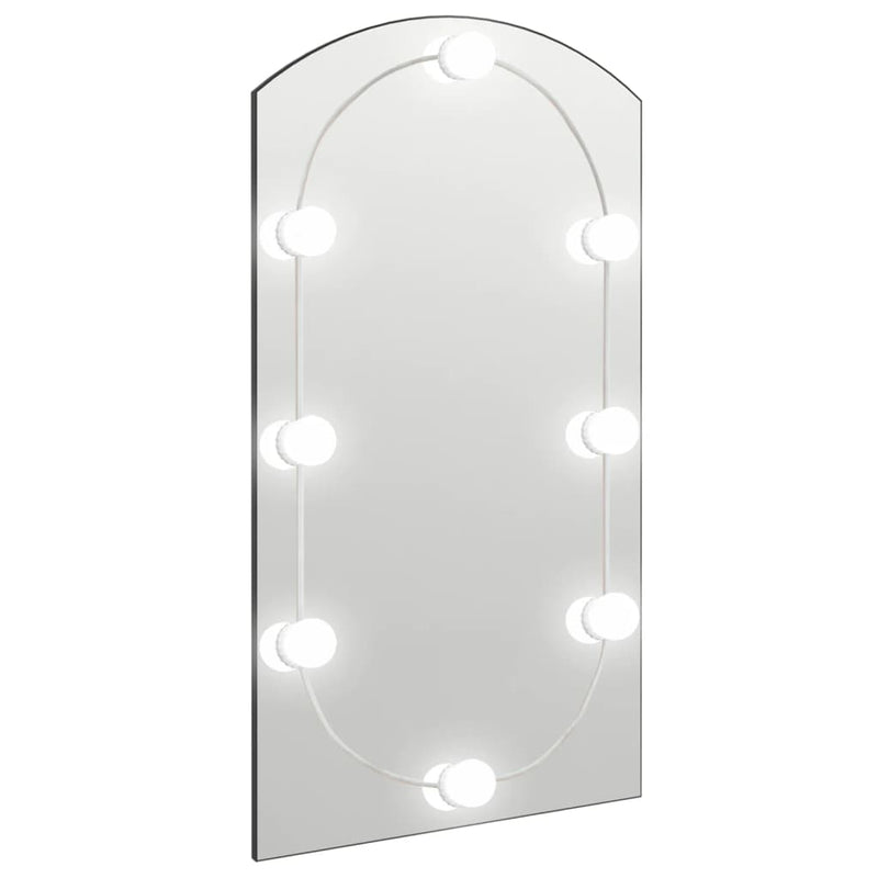 vidaXL ívelt üvegtükör LED-lámpákkal 90 x 45 cm