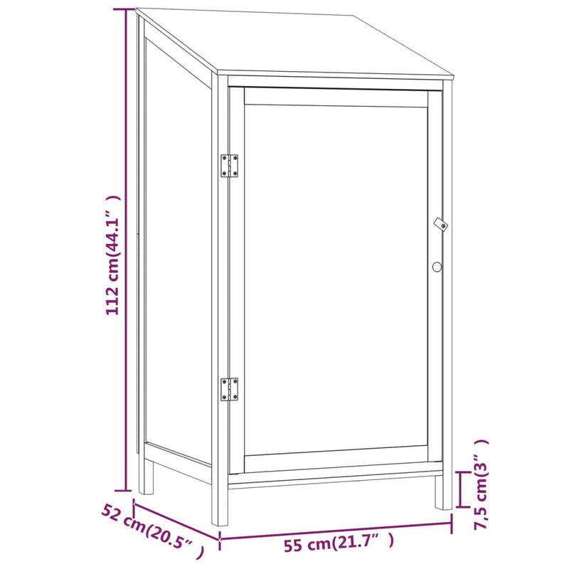 vidaXL antracitszürke tömör fenyőfa kerti fészer 55 x 52 x 112 cm