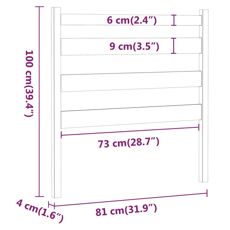 vidaXL mézbarna tömör fenyőfa ágyfejtámla 81 x 4 x 100 cm