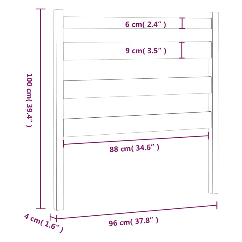 vidaXL tömör fenyőfa ágyfejtámla 96 x 4 x 100 cm