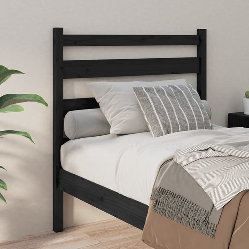 vidaXL fekete tömör fenyőfa ágyfejtámla 96 x 4 x 100 cm