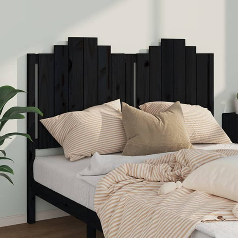 vidaXL fekete tömör fenyőfa ágyfejtámla 146x4x110 cm