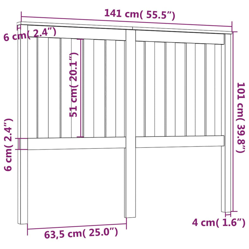 vidaXL tömör fenyőfa ágyfejtámla 141x6x101 cm