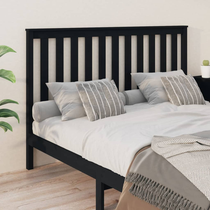 vidaXL fekete tömör fenyőfa ágyfejtámla 166 x 6 x 101 cm
