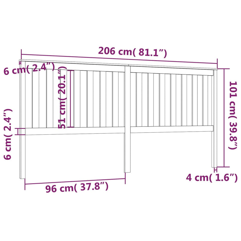 vidaXL mézbarna tömör fenyőfa ágyfejtámla 206x6x101 cm