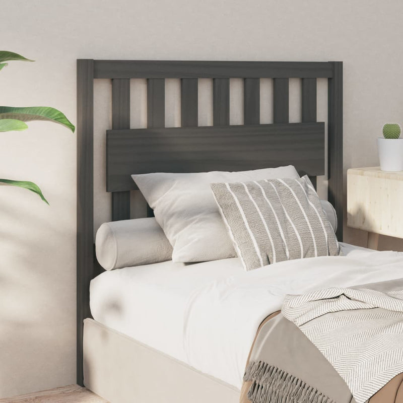 vidaXL szürke tömör fenyőfa ágyfejtámla 105,5x4x100 cm