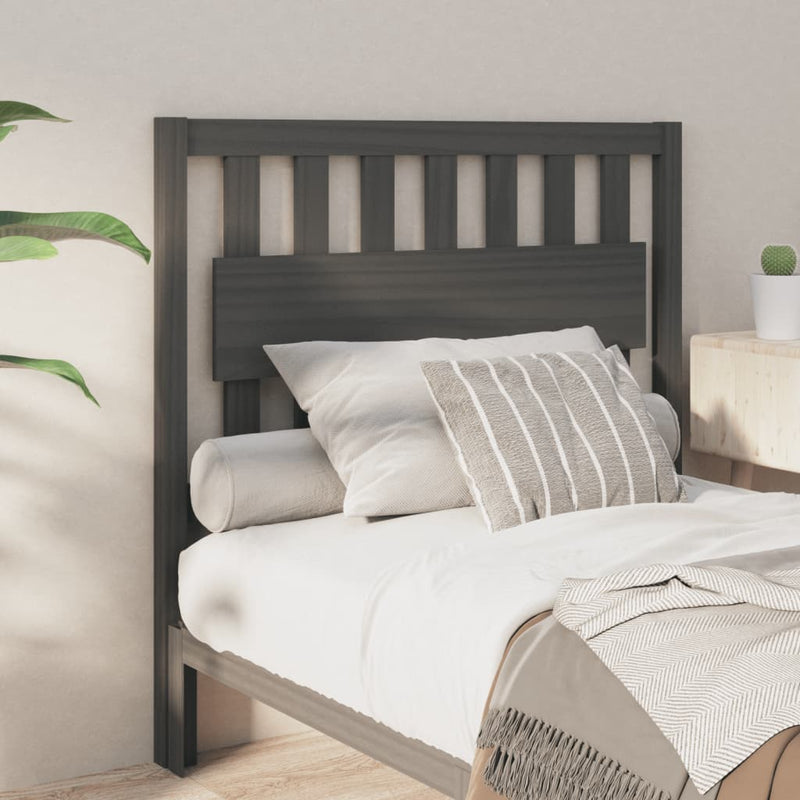 vidaXL szürke tömör fenyőfa ágyfejtámla 105,5x4x100 cm