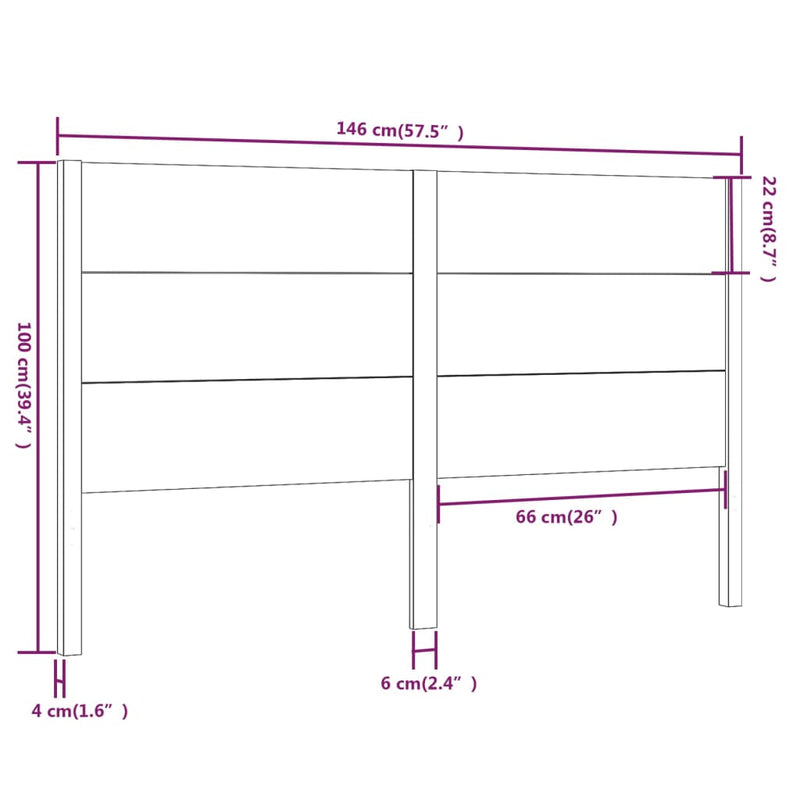 vidaXL fehér tömör fenyőfa fejtámla 146 x 4 x 100 cm