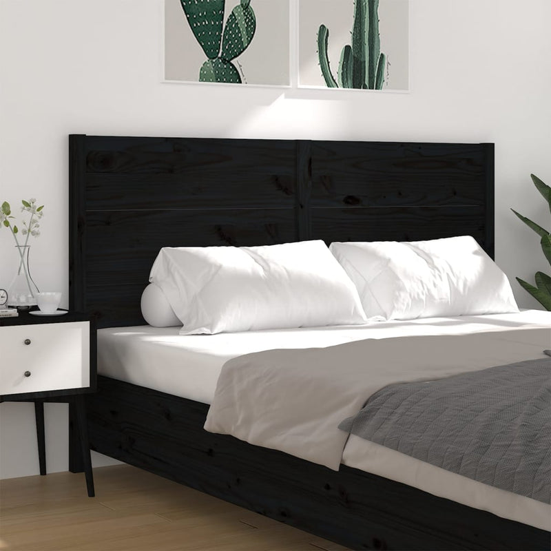 vidaXL fekete tömör fenyőfa fejtámla 206x4x100 cm