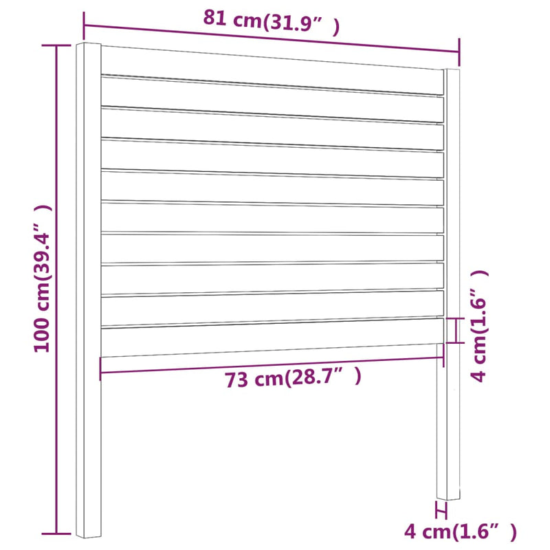 vidaXL fekete tömör fenyőfa ágyfejtámla 81 x 4 x 100 cm