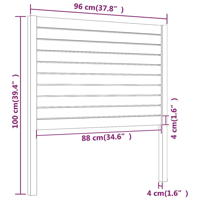 vidaXL fekete tömör fenyőfa ágyfejtámla 96 x 4 x 100 cm