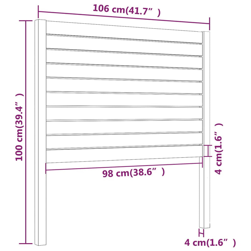 vidaXL mézbarna tömör fenyőfa ágyfejtámla 106 x 4 x 100 cm