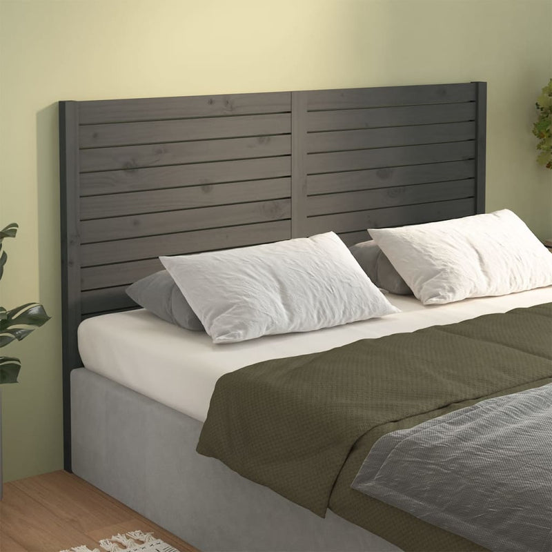vidaXL szürke tömör fenyőfa ágyfejtámla 126 x 4 x 100 cm