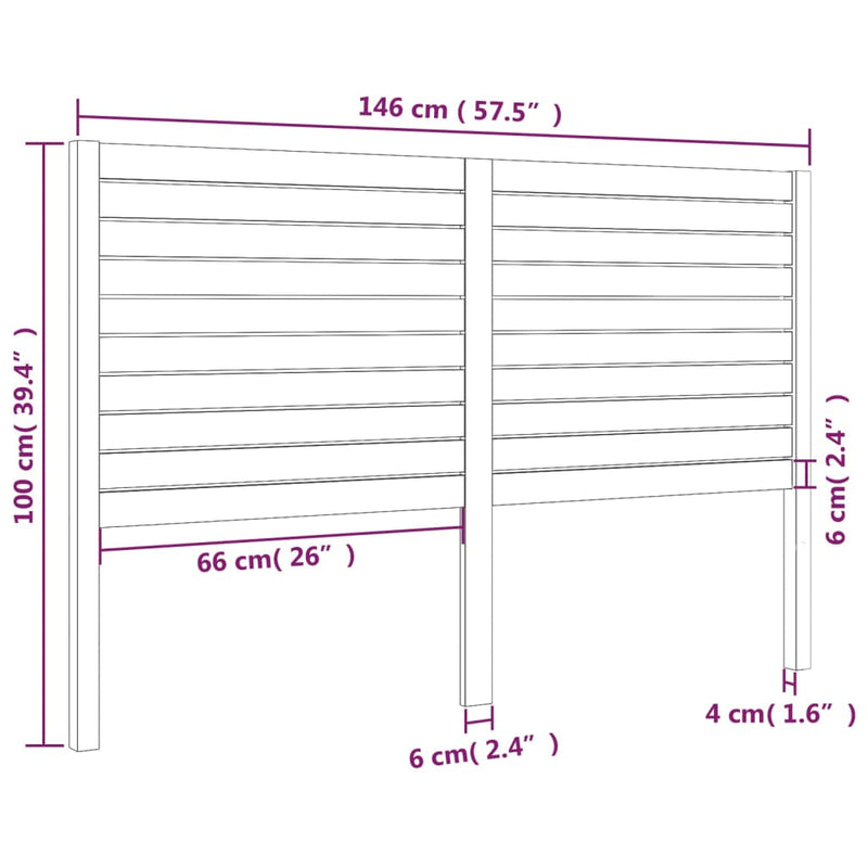 vidaXL fekete tömör fenyőfa ágyfejtámla 146 x 4 x 100 cm