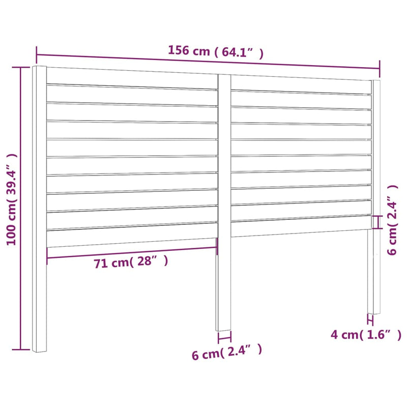 vidaXL fekete tömör fenyőfa ágyfejtámla 156x4x100 cm