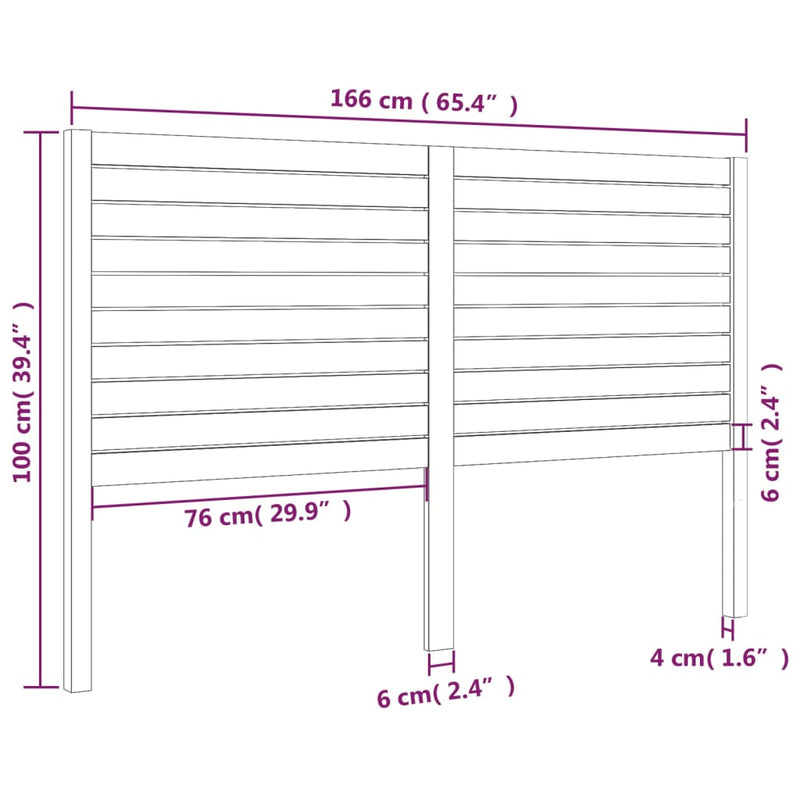 vidaXL fekete tömör fenyőfa ágyfejtámla 166 x 4 x 100 cm